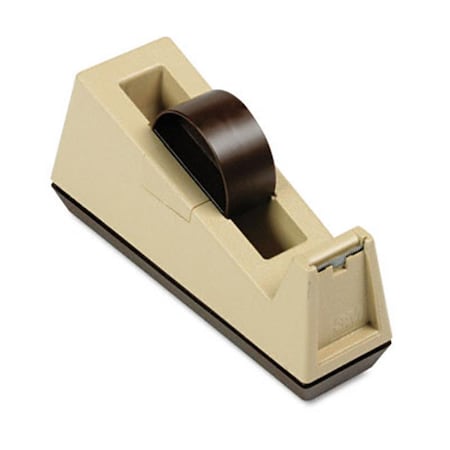 Pinpoint Heavy Duty Weighted Desktop Tape Dispenser  3   core  Plastic  Putty/Brown PI40903
